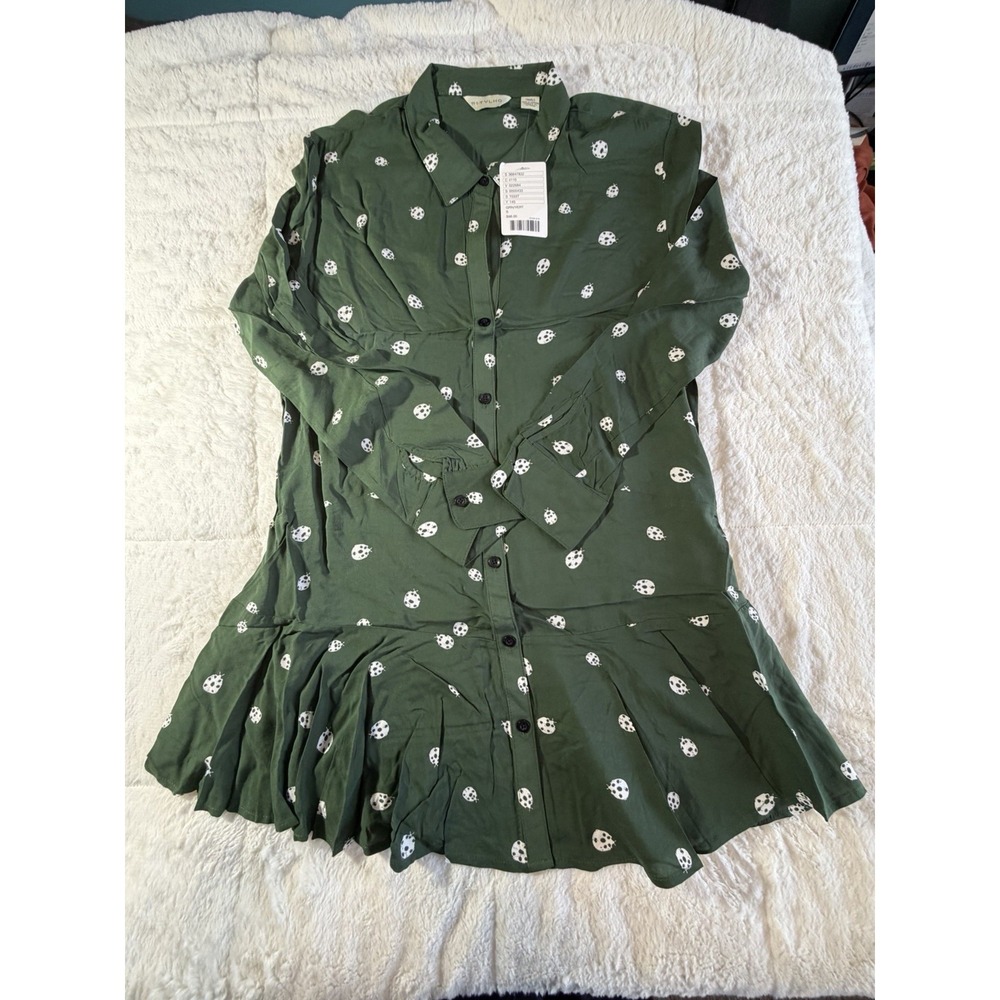 Anthropologie 11.1.Tylho‎  Ladybug Tunic Top Forest Green Size Small $98 NWT